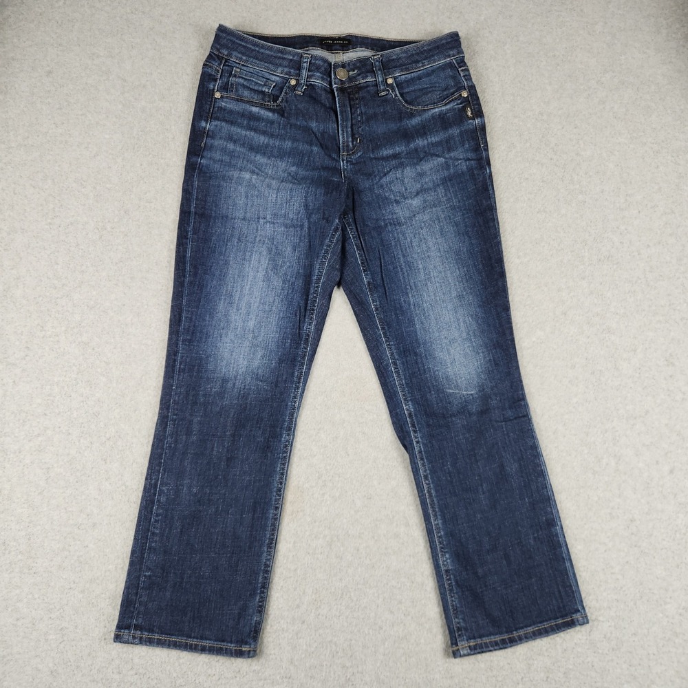 Silver Jeans Co Elyse Capri Womens 29/23.5 Blue Mid Rise Dark Wash Relaxed Fit